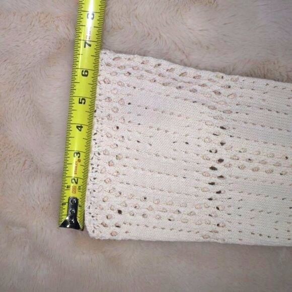 Zara Knit Cardigan Sweater Blouse M Cream Ruffle Button Up Flared Sleeve - Picture 15 of 16